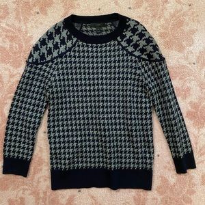 Navy J.Crew Houndstooth 100% wool sweater